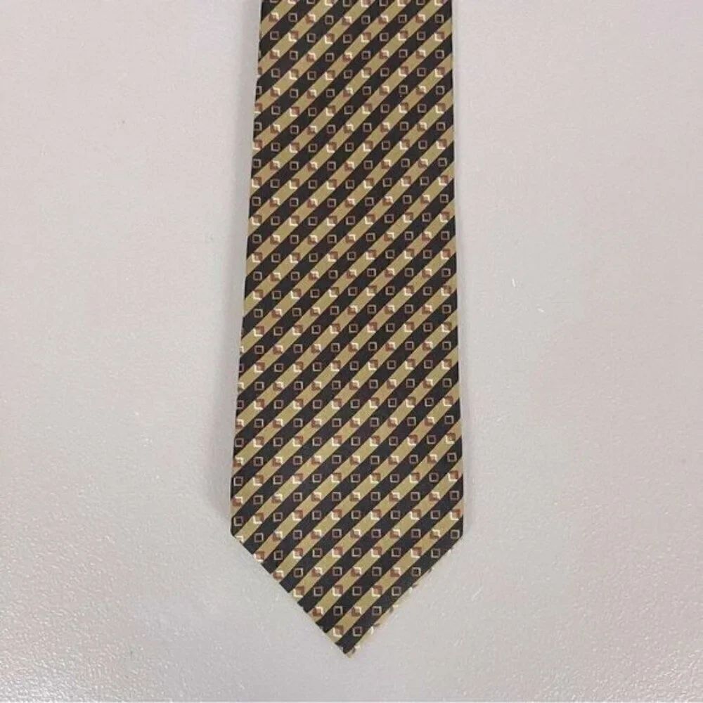 GIORGIO ARMANI MENS SILK TIE GREEN BLACK WITH DESIGN